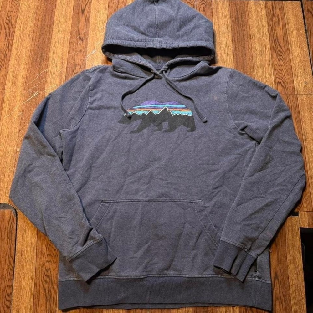 Patagonia Blue Fitz Roy Bear Uprisal Hoodie Fits‎ Small tagged medium